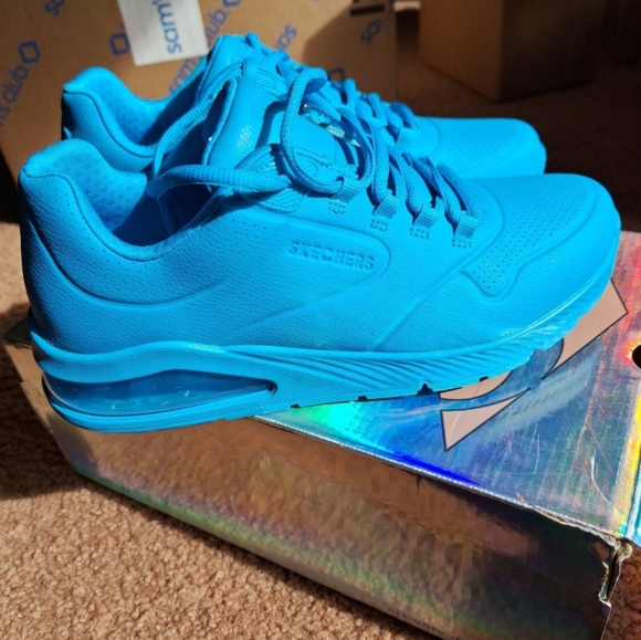 SKECHERS Street Uno Night Shades Turquoise USA Size 9 Memory Foam Limited - Picture 2 of 9